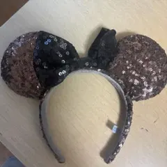 ミッキー耳カチューシャ ブラウン ゴールド