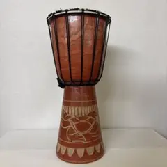 木製 ジャンベ ジェンベ 民族楽器 アフリカ太鼓 手彫り 手描き装飾 打楽器