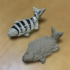 （沖縄・壺屋焼）魚（石鯛）の陶器製箸置き 2個セット