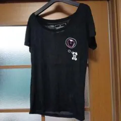ブラック 半袖Tシャツ キャラクタープリントのサムネイル