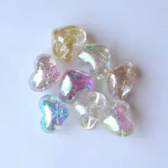 あ*や様 ラメ入りハート型オーロラアクリルビーズ 8個入　ミックスカラー　アクセ