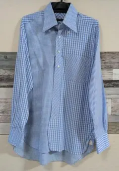 THE SUIT COMPANY　メンズ M　水色ギンガムチェックシャツ　古着のサムネイル