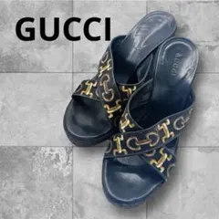 GUCCI グッチ　エスパドリーユウェッジソールサンダル　ブラック