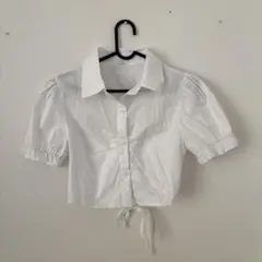 ホワイトクロップドシャツ Fサイズ