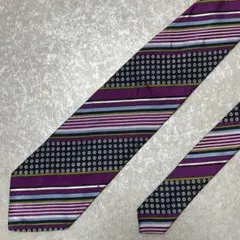 90s オールドETRO エトロ ネクタイ ストライプ パープル シルク