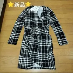 (新品)ミニワンピ、ミニドレス、キャバドレス、ワンピース、千鳥柄ギンガムチェック