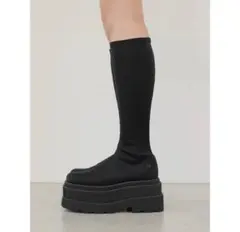 Darichブラック 厚底 ロングブーツ