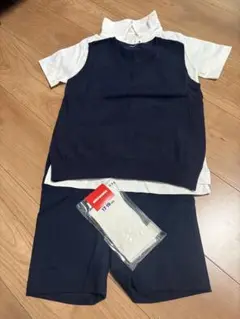 ファミリア　お受験3点セット　110 ポロシャツ　ベスト　紺 お受験・男の子】お教室からお試験当日まで｜ファミリア吉祥寺