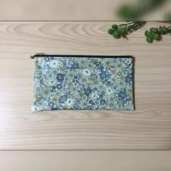 マスクケース（ラミネート生地）花柄　グリーン