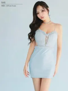 【エンジェルアール】フロントメッシュ ビジューウエストマークタイトミニドレス