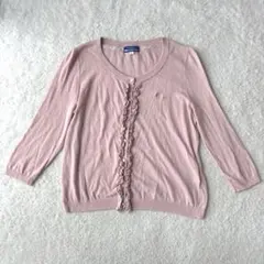 バーバリーブルーレーベル　七分袖　フリル　カーディガン　ノバチェック　ロゴ刺繍