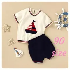 美品！セットアップ♡ヨット柄サマーニット♡フリルショートパンツ 90㎝ 80㎝