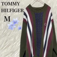 【希少デザイン】トミーヒルフィガー ボーダーニット アメカジ　ヴィンテージ風　M