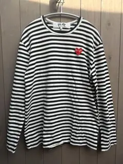 コムデギャルソン　プレイ　ボーダーTシャツ　長袖　黒×白　Lサイズ