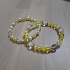 ブレスレット2本セット 推しカラー 黄 イエロー ハンドメイド