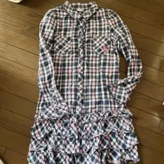 メゾピアノ　子供服　可愛いチェック柄シャツワンピ160㎝