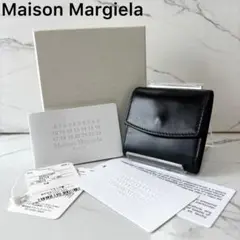 美品✨メゾンマルジェラ コインケース フラップ レザー ブラック 箱 カード付