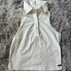 missguided ノースリーブポロシャツ S ホワイト