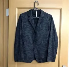 ニコルクラブ　迷彩柄ブラック　シワ加工　軽量薄手　テーラードジャケット46