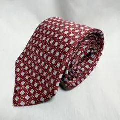 【pierre cardin】シルクネクタイ 伊製 小紋柄 レッド