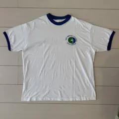 80s カレッジロゴプリントTシャツ リンガーT カトリック系 ワンポイント