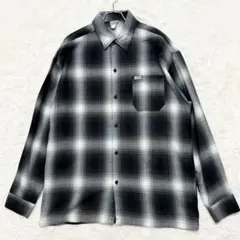 【USA製】CalTop オンブレチェックシャツ XL ブラック×ホワイト