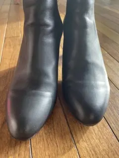 ブラック サイドゴアブーツ レザー　ヒール高さ6cm