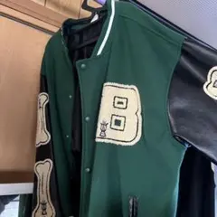 スタジャン 緑色 骨刺繍付き