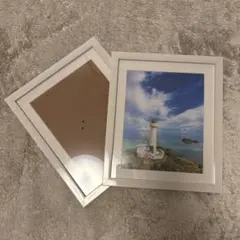 ホワイト木製フォトフレーム 壁掛け用　6切サイズ　2個セット