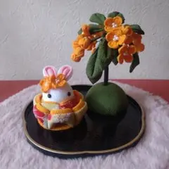 ⭐︎れいほ〜様御依頼品⭐︎うさぎちゃんのちりめんボール　つまみ細工 うさぎのお雛様フルセット④(ホワイト×ピンク) つまみ細工