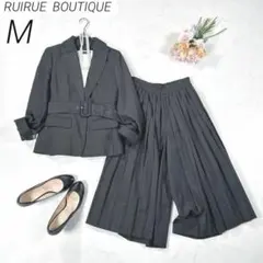 ルイルエブティック　パンツスーツ　セットアップ　プリーツ　ワイド　グレー　M