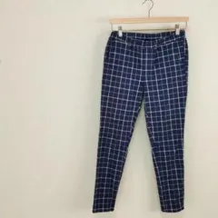 スタディオクリップstudioCLIPストレートカジュアルパンツ格子柄ネイビーL