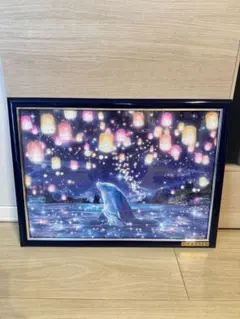 ラッセン クジラの尾と満月のジグソーパズル 完成品 額フレーム付き