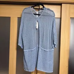 メッシュデザイン カーディガン Fサイズ ライトブルーのサムネイル