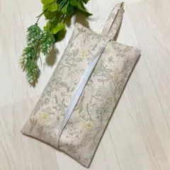 ハンドメイド 吊り下げ ソフトパックティッシュカバー 花柄 淡いピンク 儚げ