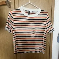 H&M DIVIDED マルチボーダー 半袖ニット Mサイズ