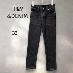 H&M &DENIM＊ストレートデニムパンツ 【32】ブラック系 ジーンズ