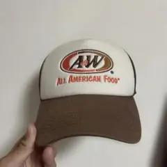 値下げ可 A&W ロゴ トラッカーキャップ ホワイト/ブラウン