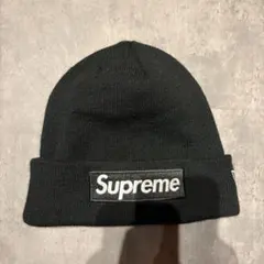 Supreme NewEra ブラック ニット帽 ビーニー ボックスロゴ