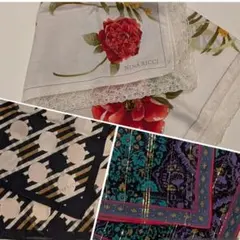 『NINA RICCI』『GIVENCHY』 ハンカチーフ　大判3点