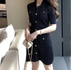 【dokinchan-0005様専用】リブニットワンピース　韓国ファッション