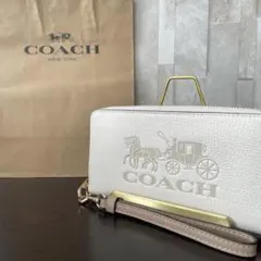 早い者勝ち！訳あり新品 COACH 長財布 ホース＆キャリッジ柄 ホワイト系
