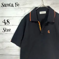 サンタフェ　日本製　刺繍ロゴ　ポロシャツ　48サイズ=メンズL相当　黒/オレンジ
