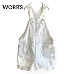 WORKS◆ダメージ加工サロペット【M】オーバーオール　ショートパンツ　つなぎ