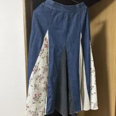 Scolar デニム切り替えロングスカート