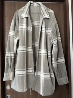 GU チェック柄フリースジャケット ベージュ系L