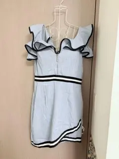ジュエルズ☆デニム調☆フリル オフショル タイトドレス☆サイズXL☆キャバドレス