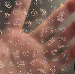 3Dエンボス プラネット　ネイルシール パステルカラー　繊細　カラフル