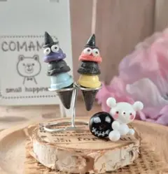 ミニチュア しろくまハロウィン♡３段アイス&ドーナツ♡オーダー不可です