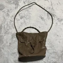 nouer ブラウン 巾着ショルダーバッグ